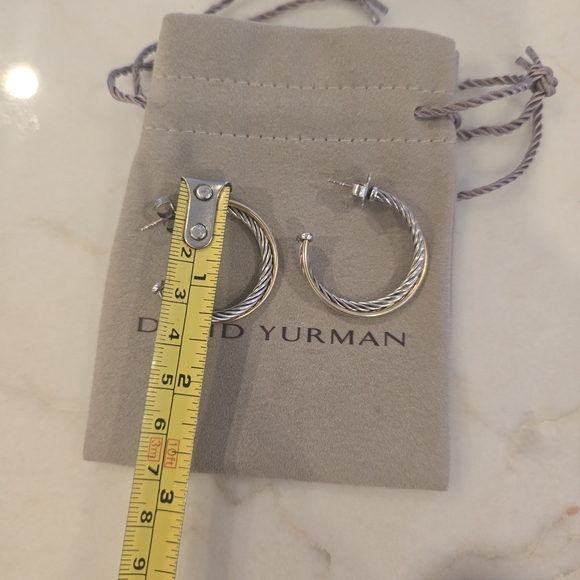 David Yurman Crossover  Silver Hoop Earrings - Picture 3 of 9